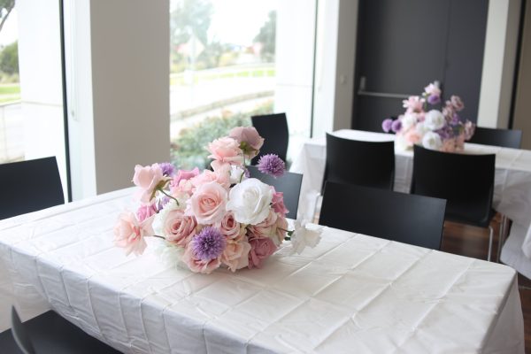 Pink and Purple Round Floral Centrepieces